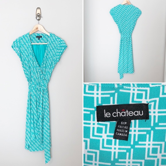 le chateau White & Aqua dress - Small - Picture 1 of 7